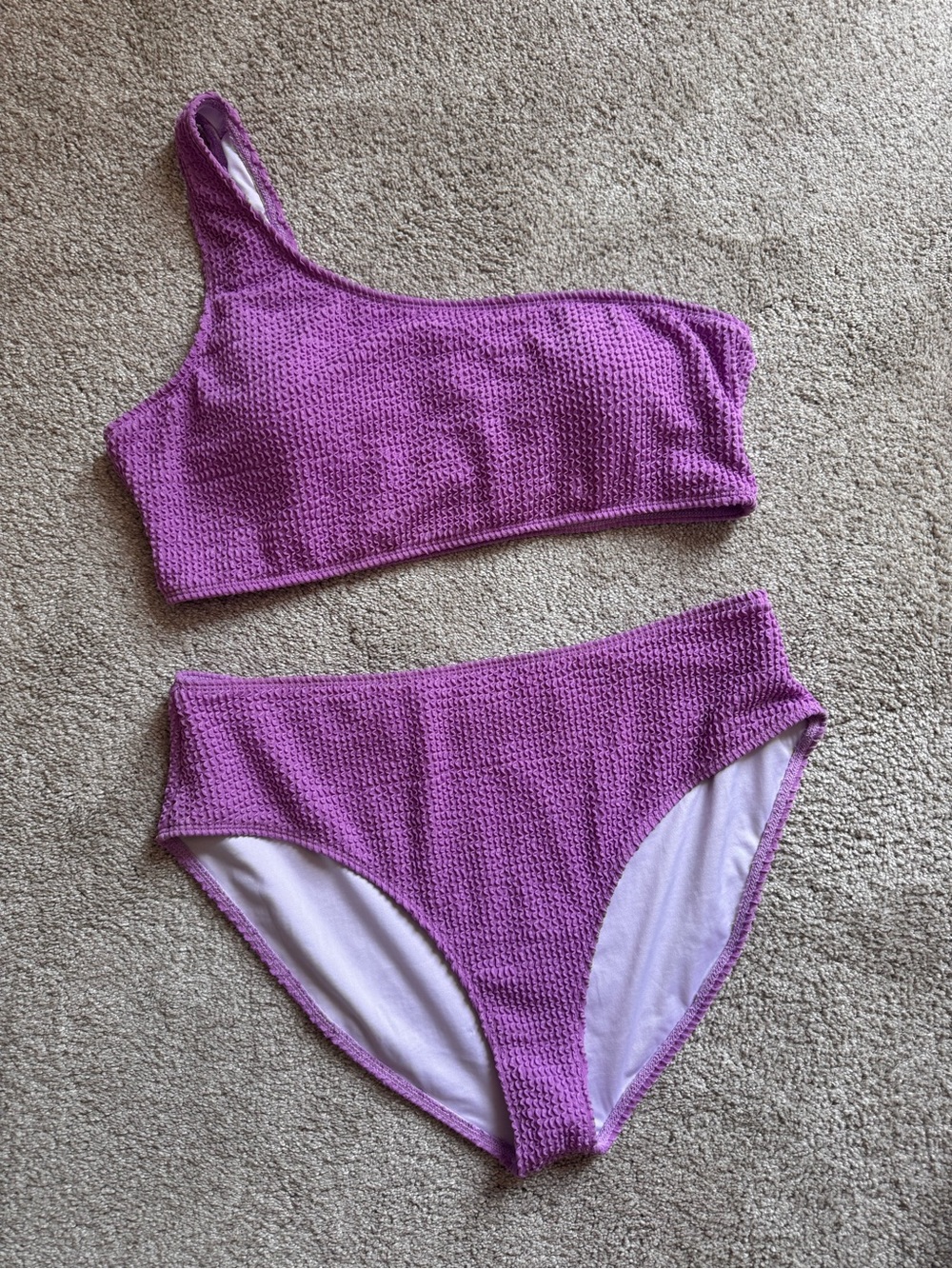 CUPSHE purple one shoulder bikini XL